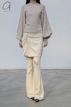 SWAYING/KNIT profile cuffed long-sleeved slim fit pullover SW24RE1T09 Almond PS11